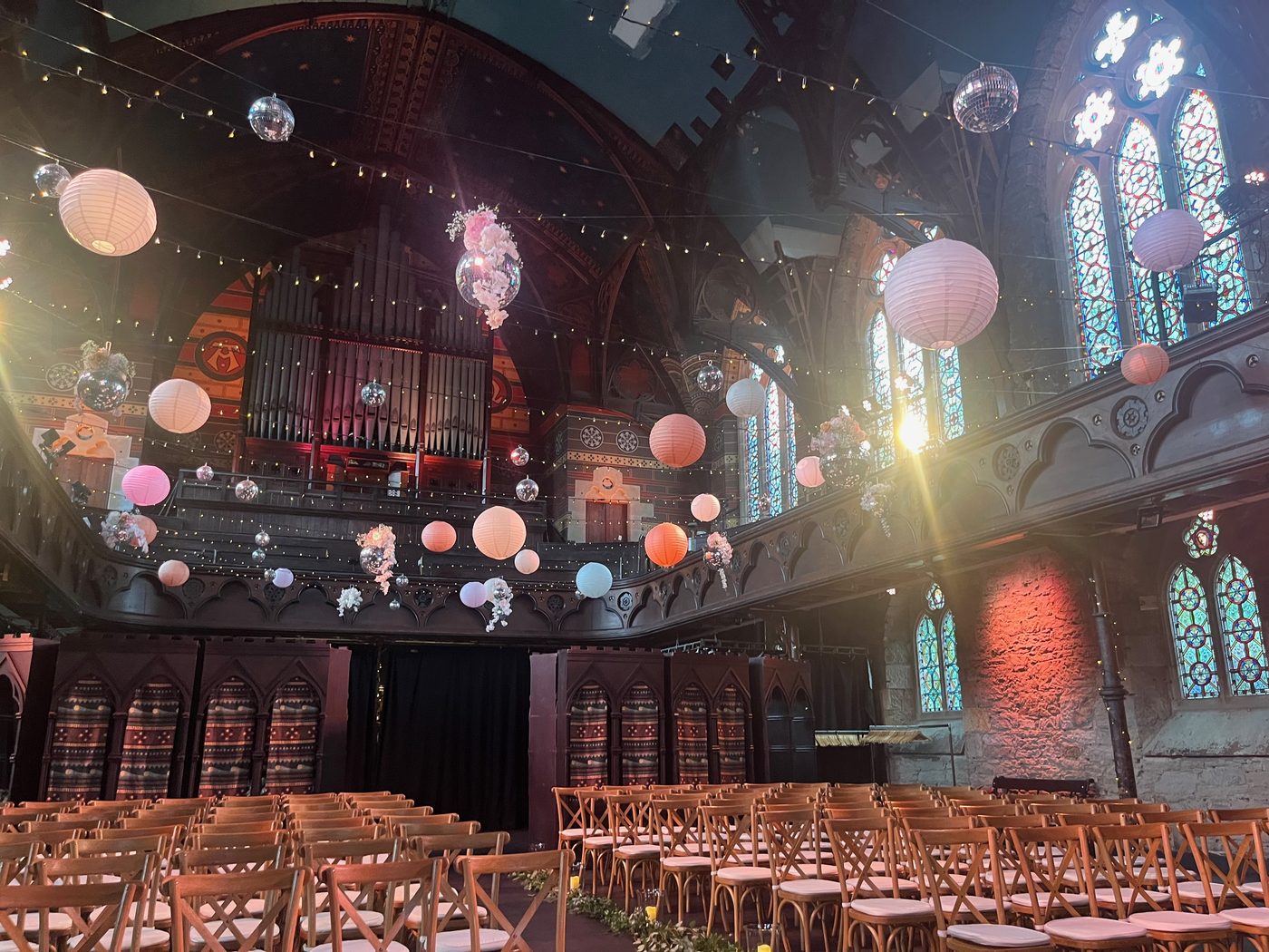 Inside Cottiers, Glasgow — the converted church's ceremony space
