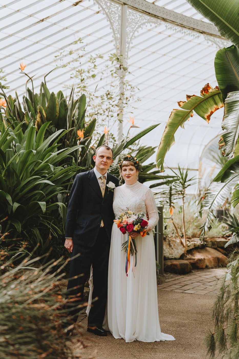 Laura and Chris among the tropical plants of the Kibble Palace glasshouse